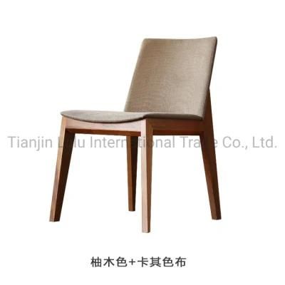 Modern Design Brown Oak Wooden Restaurant Furniture Fabric Sofa Chair with Wood Legs