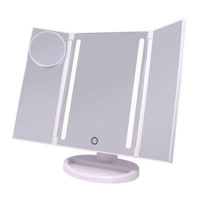 Hot Selling Cosmetic Tools LED Illuminated Trifold Makeup Mirror