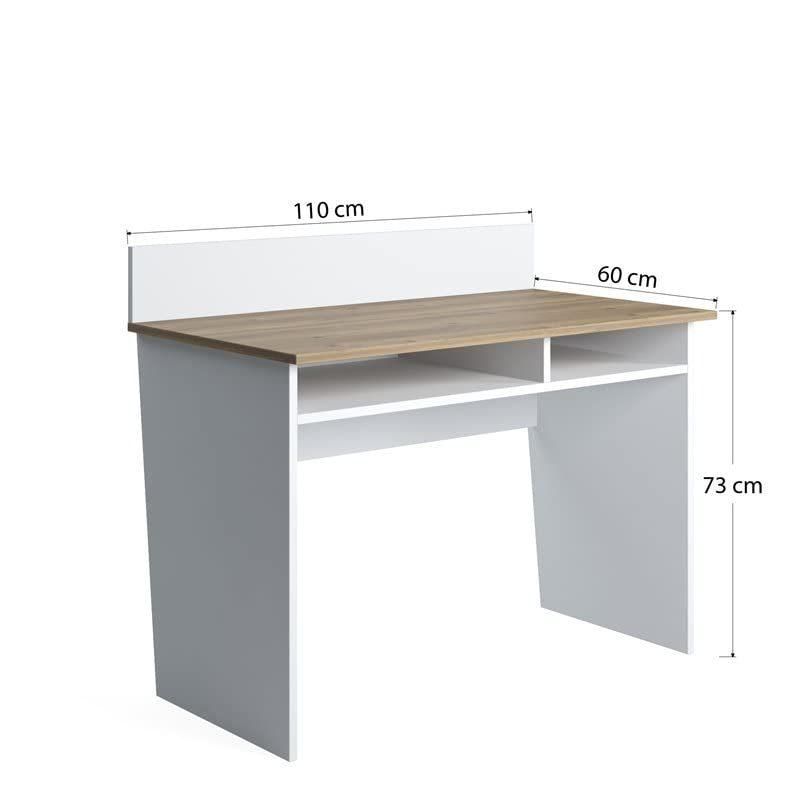 Modern Engineered Wood Office Desk with Storage in Oak