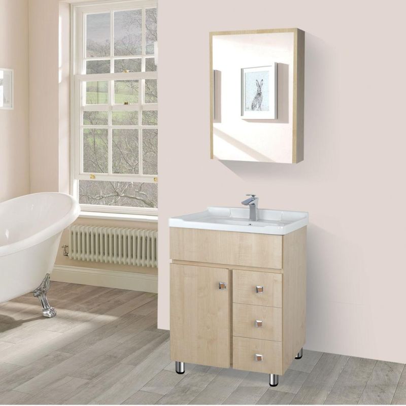 China Factory Wholesale White PVC Bathroom Cabinet with Mirror Cabinet