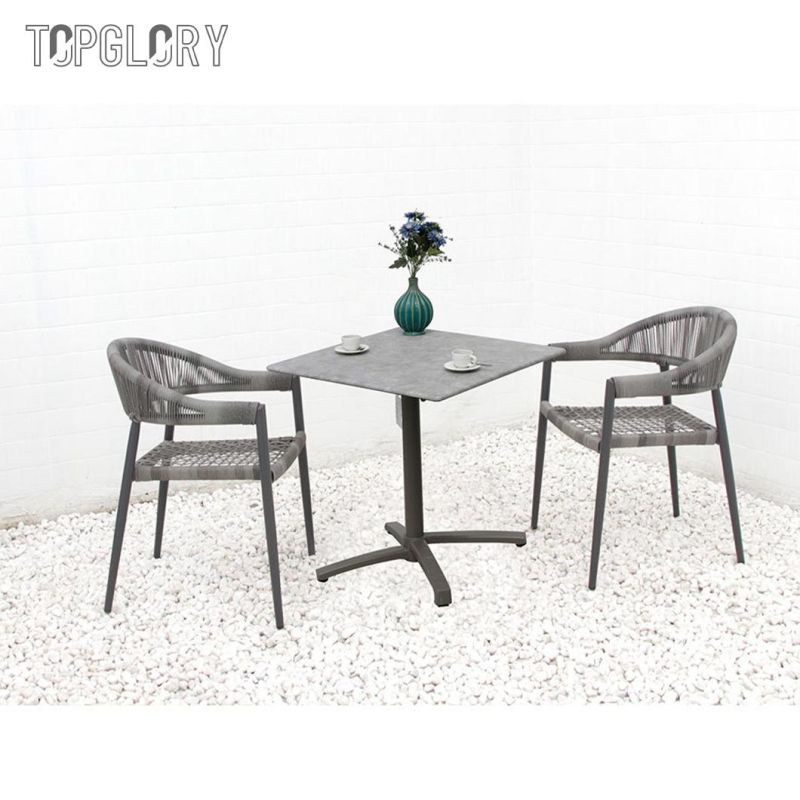 Modern Commercial Restaurant Aluminum Outdoor PE Round Rattan Weaving Dining Chair