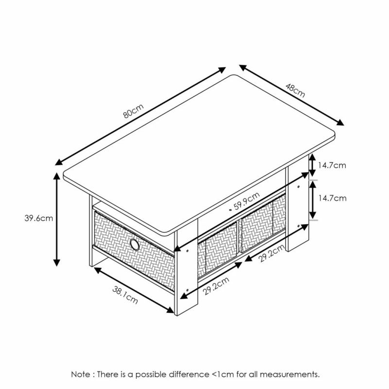 Coffee Table with Bucket Dark Brown/Black