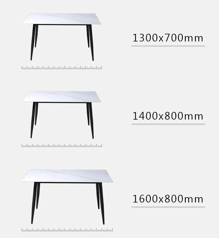 Modern Carbon Steel Dining Table with Rock Plate Top