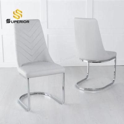 American Modern Chrome Base Swing Leather Dining Room Chairs
