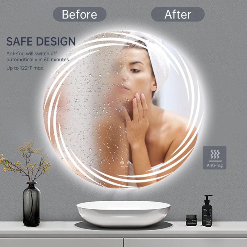 LED Mirror Lamp Bathroom Makeup Mirror Round Shape Intelligent Lighting Decorative