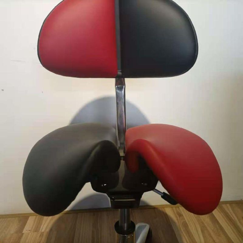 New Design Ergonomic Split Seat Style Tilt Saddle Stool Office Chair with Backrest