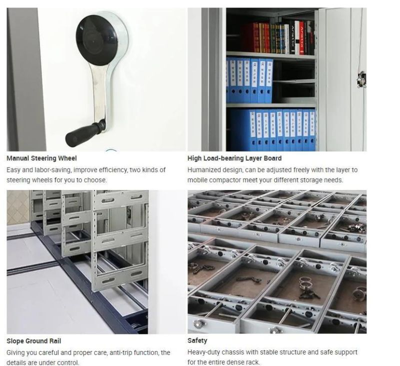 Manual Mass Shelf Mobile Filing Cabinet Compact Shelving System