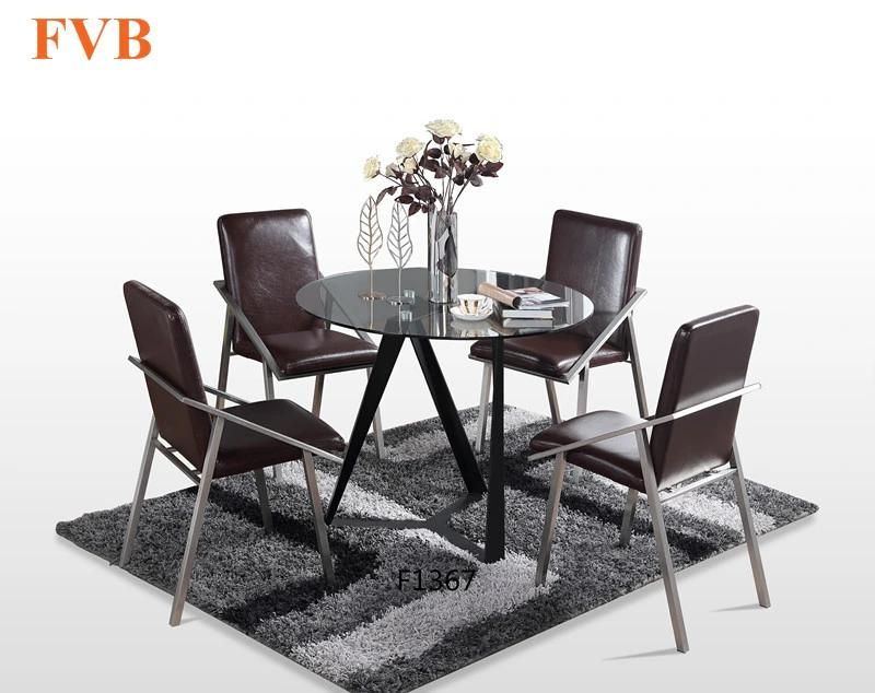 New Design 6 Seater Metal Legs Tempered Glass Top Dining Tables for Home Furniture