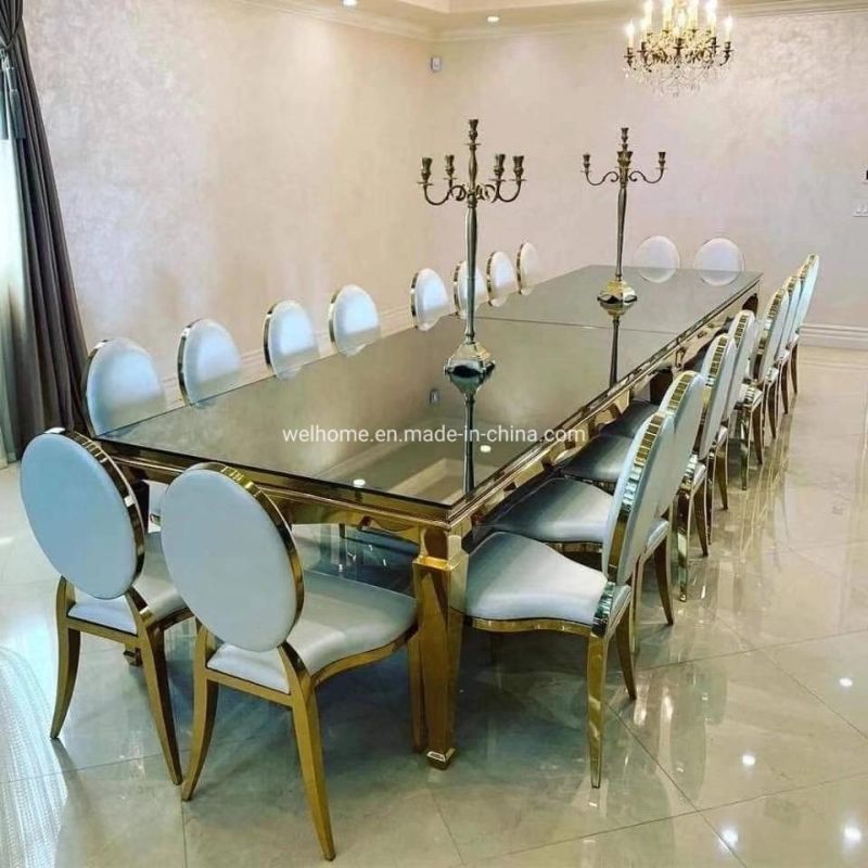 Wholesale Stainless Steel Chairs Golden Round Banquet Chairs Luxury Dining Chair for Events