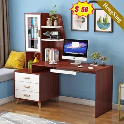 2022 Latest Style Wooden Modern Design Dark Red Color Office School Furniture Storage Study Computer Table