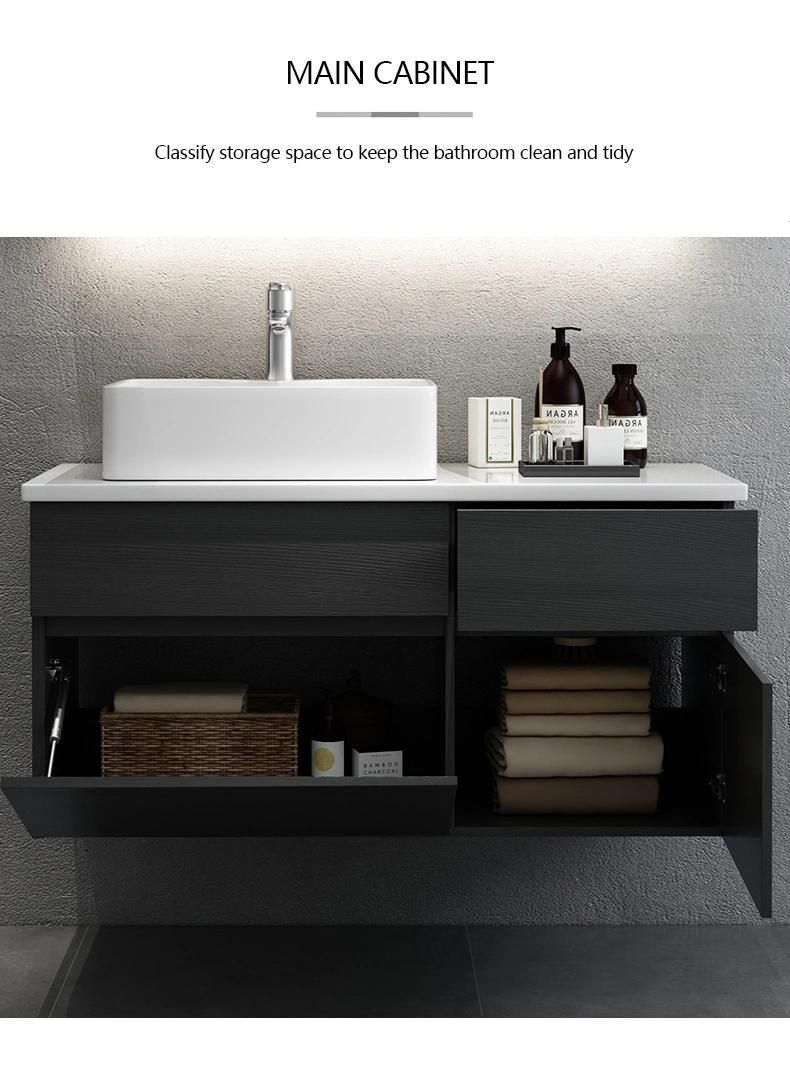 Environmentally Friendly Wall Mounted Washbasin with Solid Wood Cabinet Bathroom Vanity