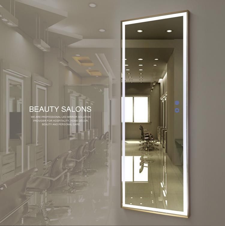 Gold Metal Frame Full Length LED Light Wall Mirror