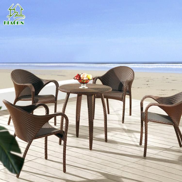 Outdoor Aluminum Frame PE Rattan Garden Dining Set 4 Chairs Modern Outdoor Furniture Set