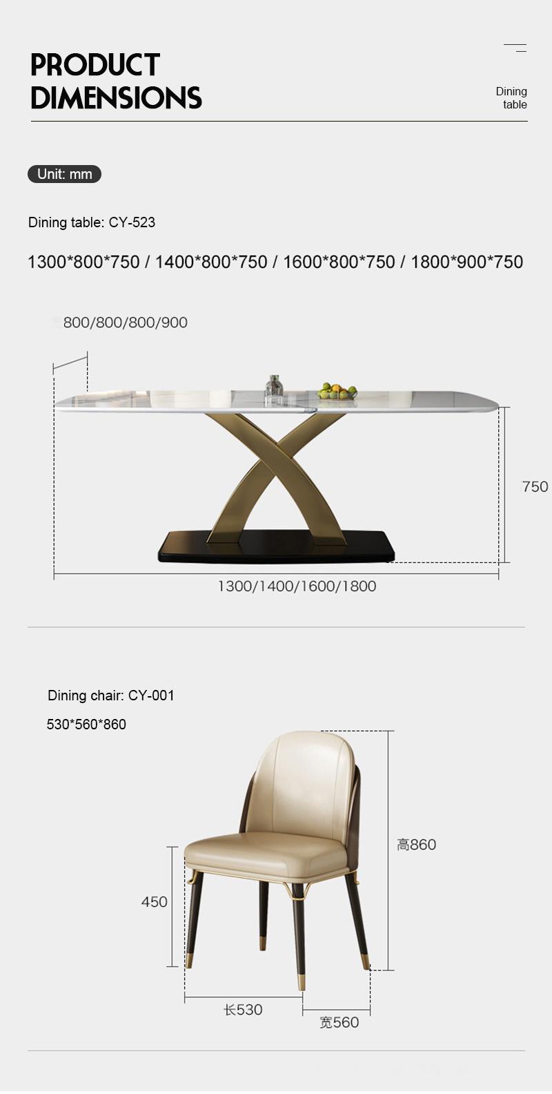 Luxury Furniture Space Saving Extendable Steel Legs Stone Dining Table