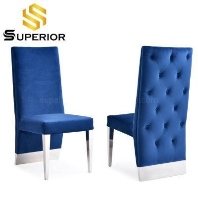2020new Product Stainless Steel Frame Blue Dining Room Chair