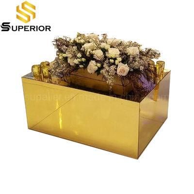 Hotel Banquet Hall Gold Metal Coffee Table for Event
