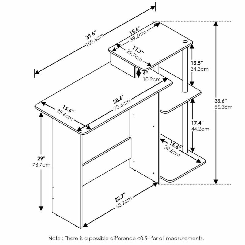 Efficient Home Laptop Notebook Computer Desk with Square Shelves