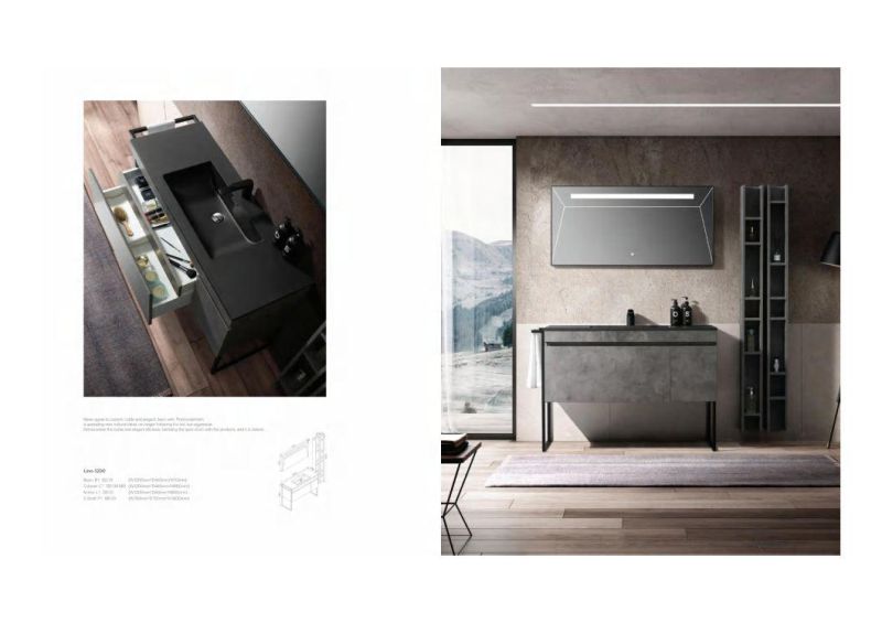 Modern MDF Grey Bathroom Furniture with Side Cabinet