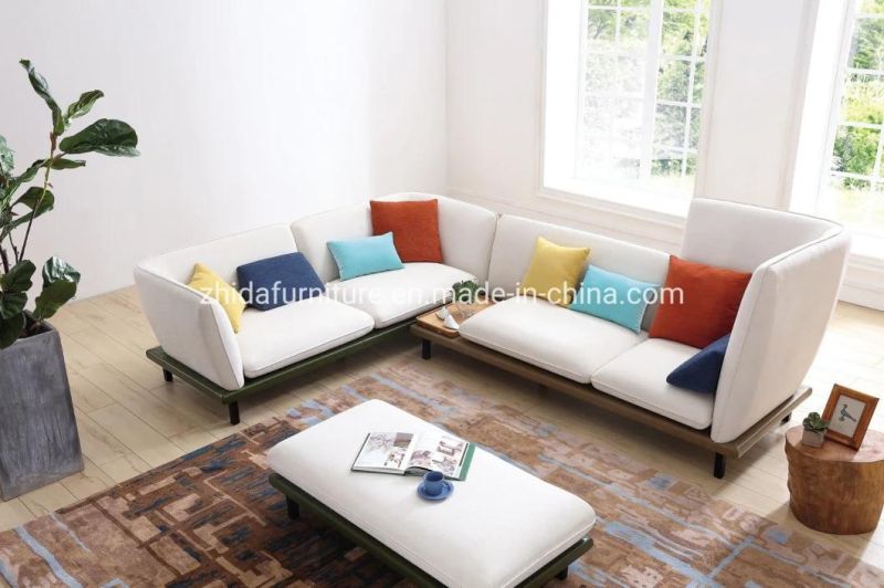 High-End Modern Home Furniture Lobby Sofa Set Reception Living Room Solid Wood Leg Modular L Shape Sectional Fabric Sofa Furniture for Villa and Apartment