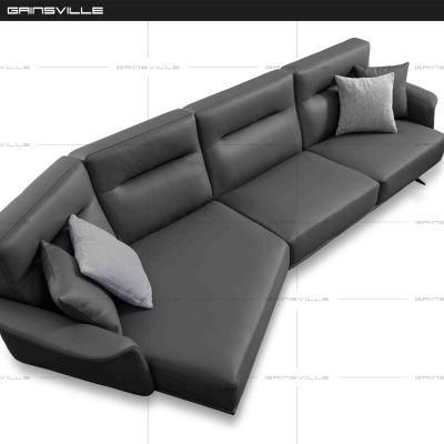 Home Furniture Curved Sofa Leather Sectional Sofa with Metal Legs GS9012