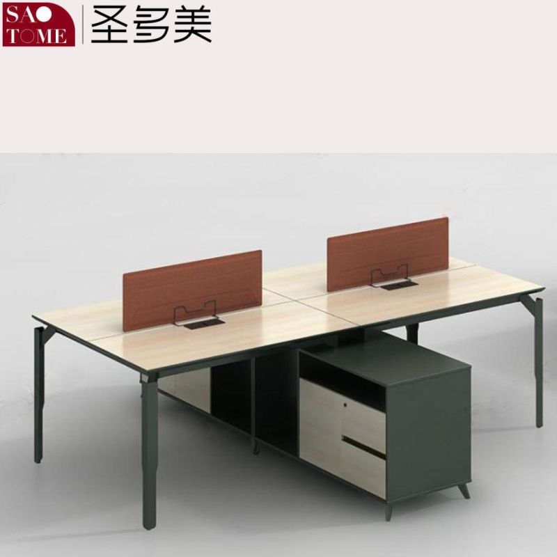 Set of Four-Person Desks with Cabinets in Office Furniture