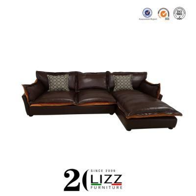 Luxury Modern Italian Furniture Leather Corner Sofa with Acoustics