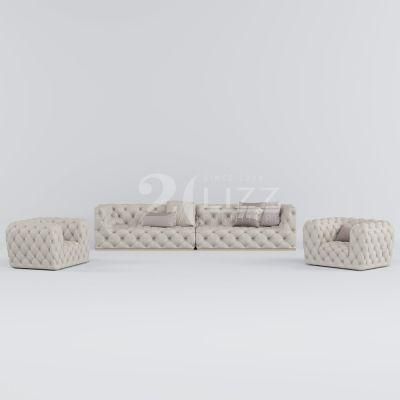 European Simple Style Pure White Velvet Fabric Modern Living Room Leisure Home Office Sofa