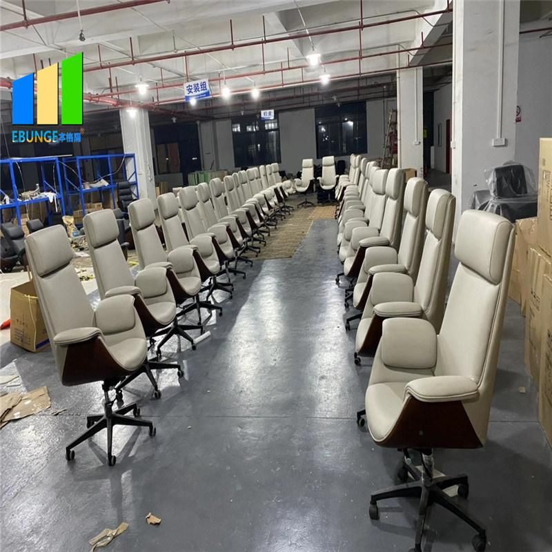 Modern Bentwood Office Chair Swivel Computer Leather Office Chair