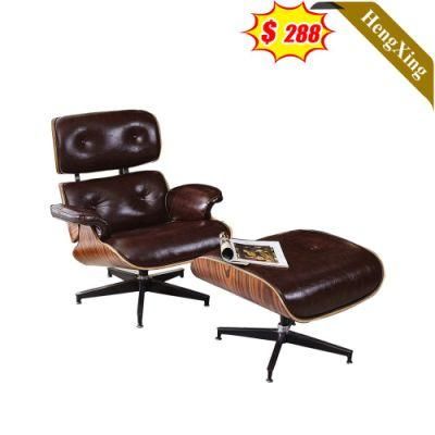 Simple Design Office Furniture Brown Color Napa Real Leather Leisure Lounge Chair