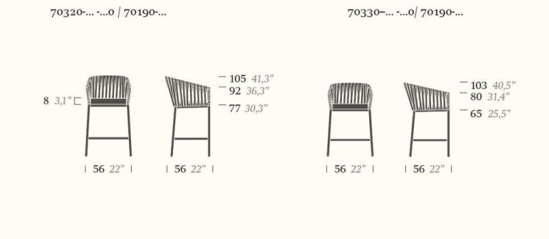 Outdoor Rattan Poly Webbing Bar Stool with Aluminum Frame