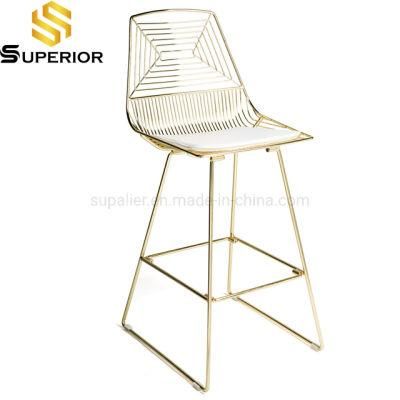 2020 New Design Stainless Steel Gold Metal Wire Bar Stools