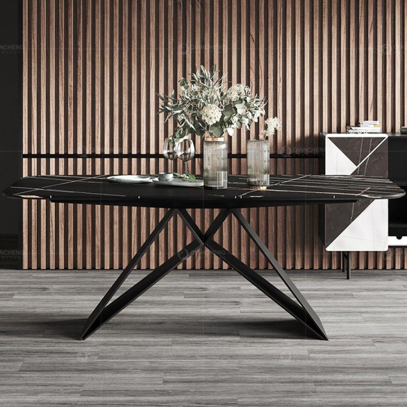 Modern Dining Furniture Stainless Steel Base Marble Dining Table