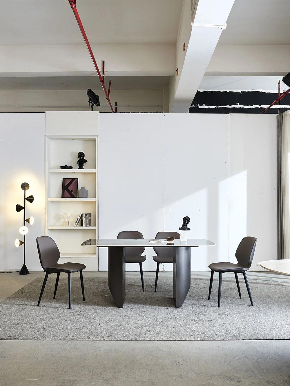 Home Apartment Furniture Titanium White Marble Rock Beam Table