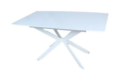 Modern Furniture Hot Sale Extendable MDF Dining Table with Steel Tube Leg