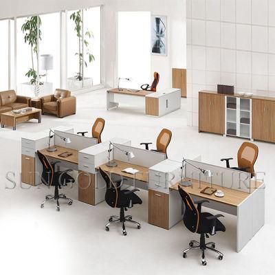 (SZ-WSL312) Hot Selling MDF Faced Melamine Desk 6 Seats Office Workstation Staff Partition