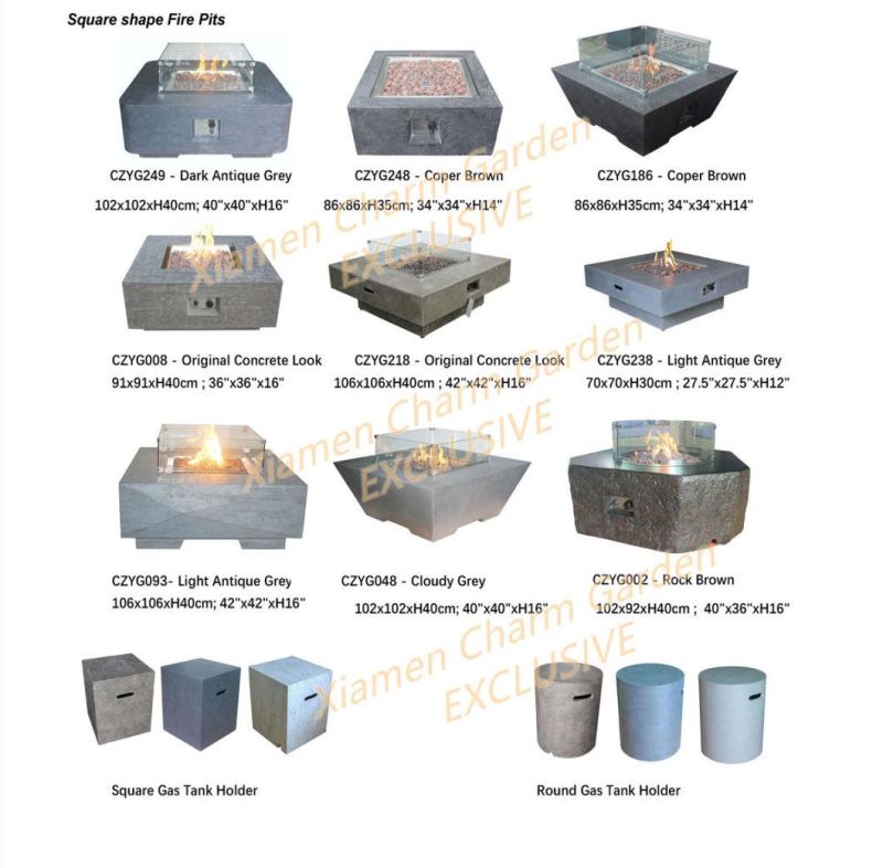 Outdoor Concrete Gas Fire Table, Fire Bowl or Fire Pit Table From Charm Garden