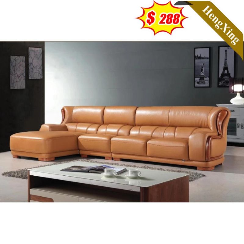 Luxury Design Wooden Home Furniture Genuine Leather PU L Shape Sofa Office Living Room Leisure Function Sofas