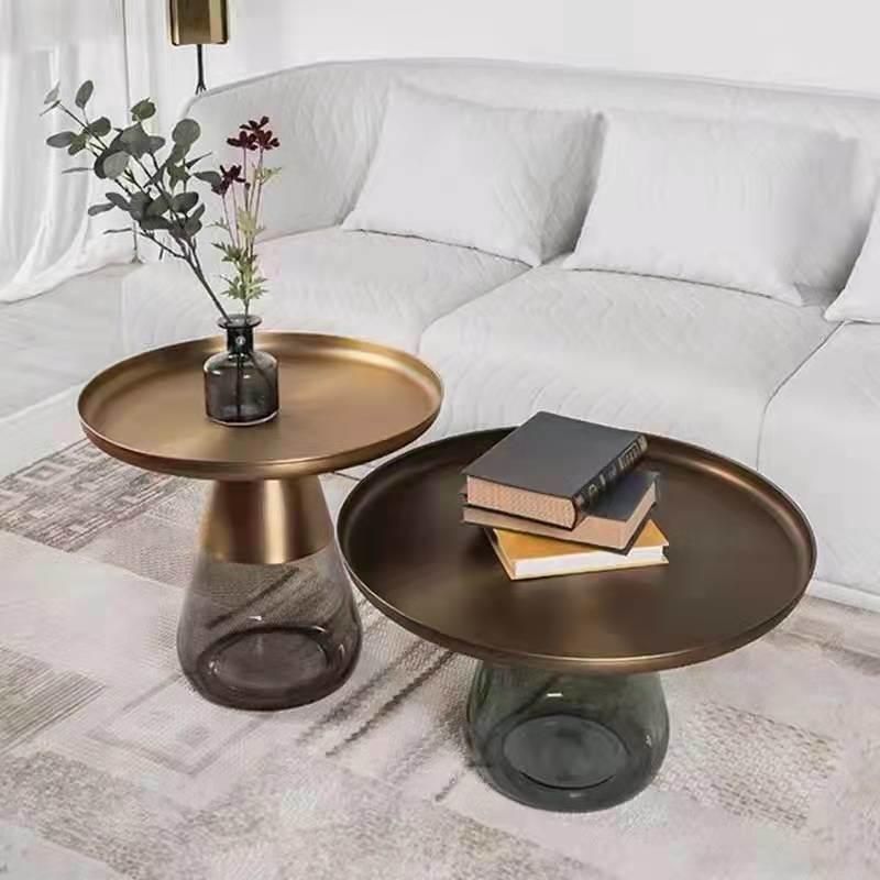 Modern Style Living Room Furniture Nordic Creative Fashion Hotel Metal Tempered Glass Coffee Table