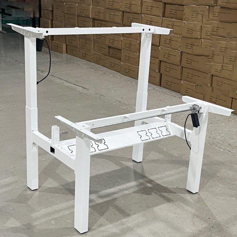 Smart Office Furniture Ergonomic Workstation Back to Back Height Adjustable 4 Legs Standing Desk