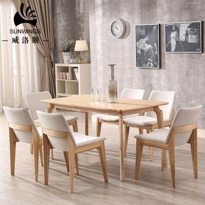 Scandinavian Modern Designs Dining Room Furniture Solid Wood Dining Table Set 6 Chairs