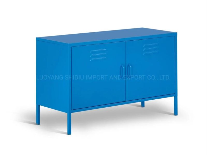 Metal Swing Door Blue TV Stand Cabinets Storage Cabinets for Home Use