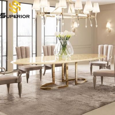 Dining Room Furniture Stainless Steel Oval Marble Dinner Table