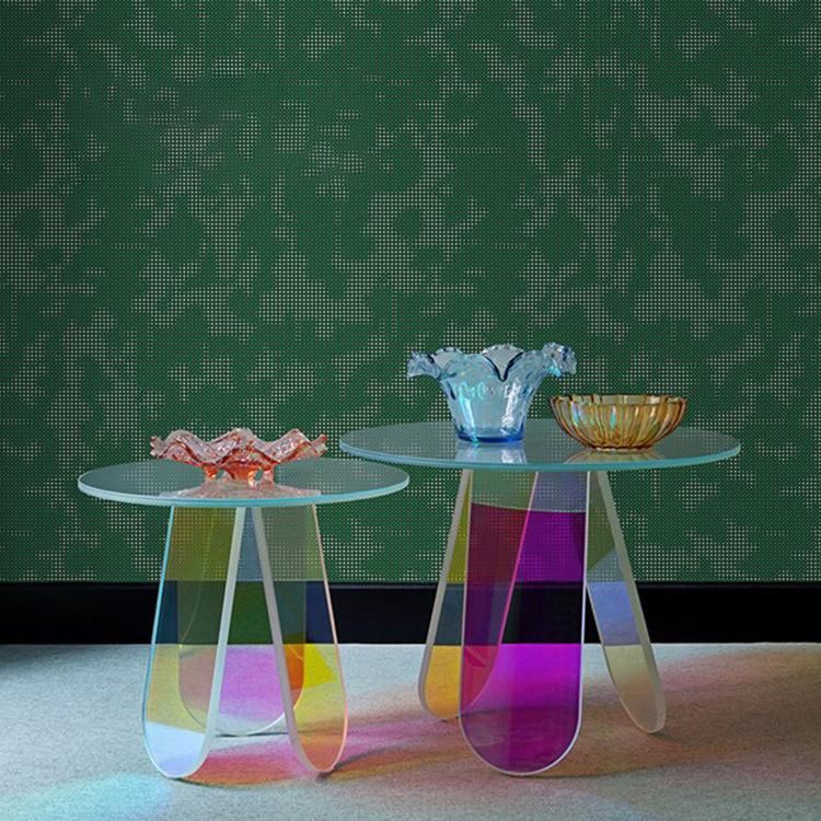 Modern Clear Acrylic Coffee Table Home Furniture Living Room Colorful Round Rainbow Side Table