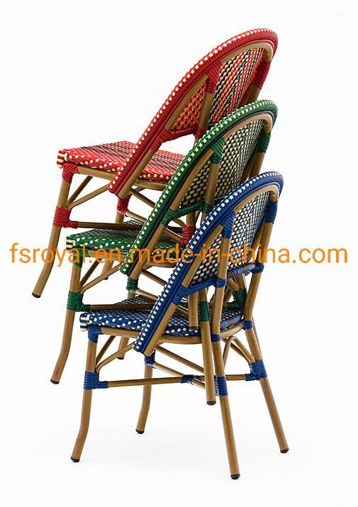 Modern Design Stackable Beach Outdoor Round Rattan Weaving Dining Chair