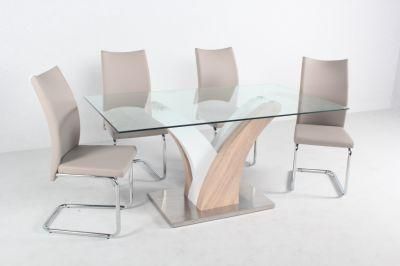 Wholesale Modern Italian Style Metal Glass Dining Table