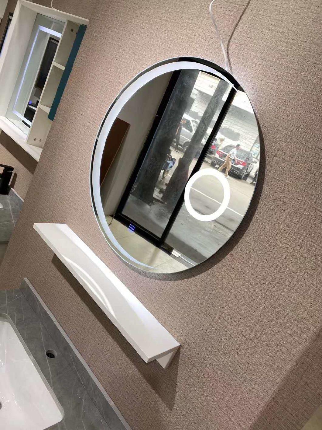 modern Marble Countertop LED Mirror Solid Wood Bathroom Hotel Furniture