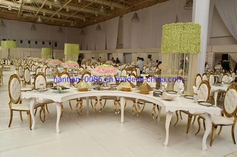 White Wedding Banquet Furniture Silver Gold Mirror Stainless Steel Wedding Chair