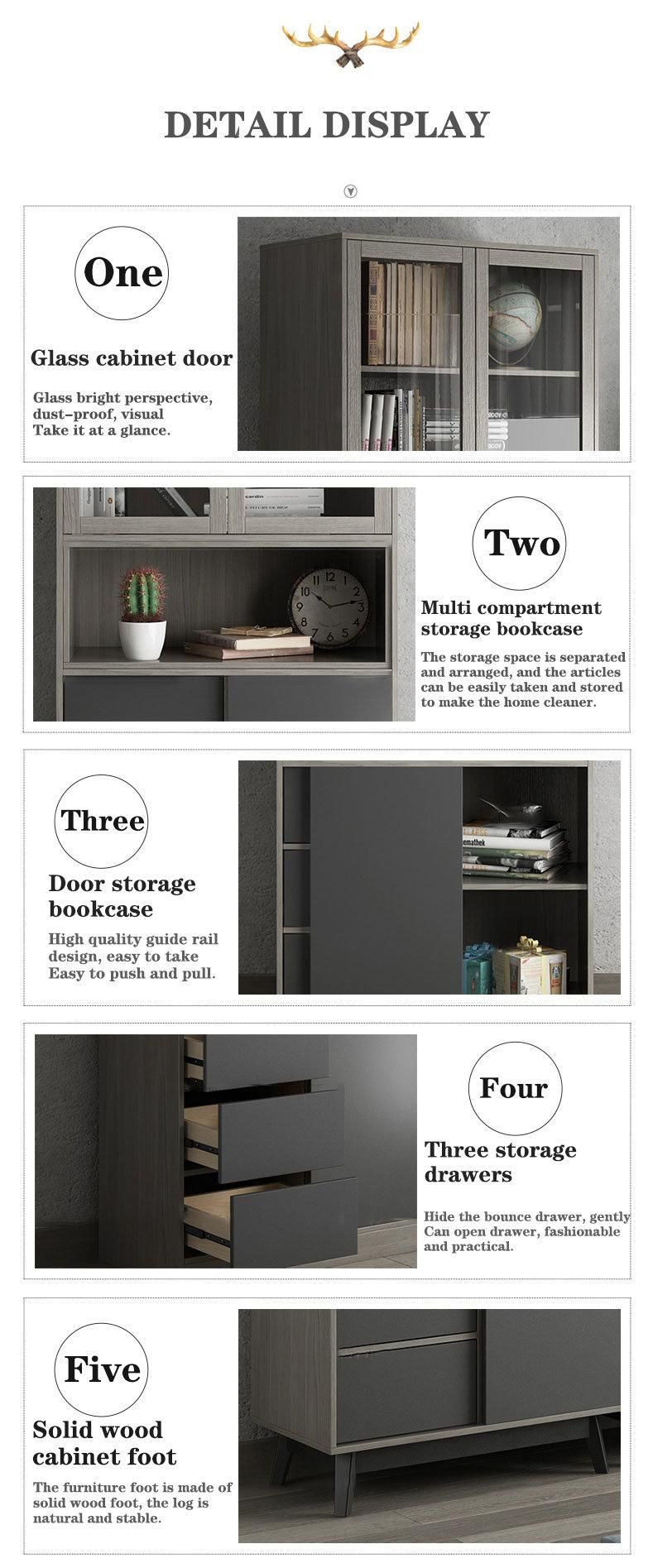 Black Walnut Modern Wood Side Cabinet Bookcase Furniture Living Room Cabinets