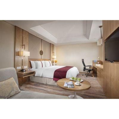 Simple Standard Double Bed Wood Veneer Hotel Bedroom Furniture