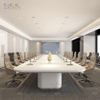 White Corian Office Modern Conference Room Table Chairs